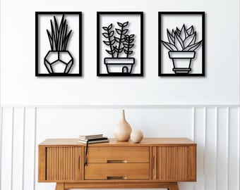 Flower Vases Laser Cut Wall Art dxf, svg, eps, ai and pdf files for laser cutting, cnc cutting, cricut cutting, Flower dxf for laser