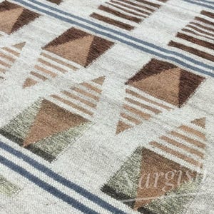 Handwoven Wool Rug: Scandinavian Brown Flatweave Rug