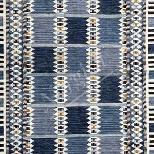 Blue Swedish Marianne Richter inspired High Quality Handwoven Flatweave Wool Rug for Living Room Bedroom 8x10 Rug, Customise in all Size