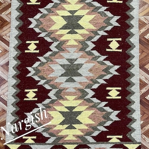 Hand Woven High Quality Flat weave Wool Kilim Rug for Living Room Bedroom Office Dhurrie Rug, 8x10 Rug, Customise in all Size