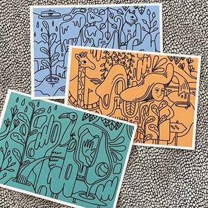 Cartes postales de la faune d'aventure | Cartes de vœux illustrées