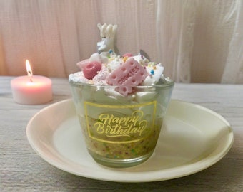 Happy Birthday Candle Birthday candle, sprinkles, soy wax, dessert candle, gift cake candle, birthday cake