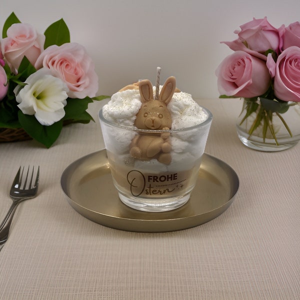 Frohe Ostern Bunny Hase Kerze Sojawachs handmade dessert candle