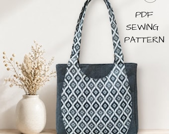 Tote Bag Sewing Pattern PDF | Tote with Recessed Zipper, Interior & Exterior Pockets | Step-by-Step Tutorial + Video | Instant Download
