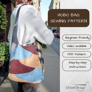 Hobo Bag Sewing Pattern PDF | Market Bag Pattern | Lined Shoulder Bag Pattern | Easy Bag Pattern | Video Tutorial