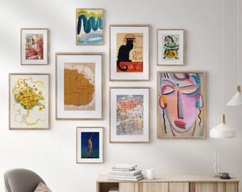 Eclectic Gallery Wall Art Set of 9: Vintage Floral & Nature Prints