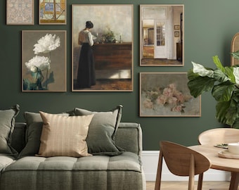 Mid Century Modern Framed Gallery Wall Art Set: UV Print, Solid Wood