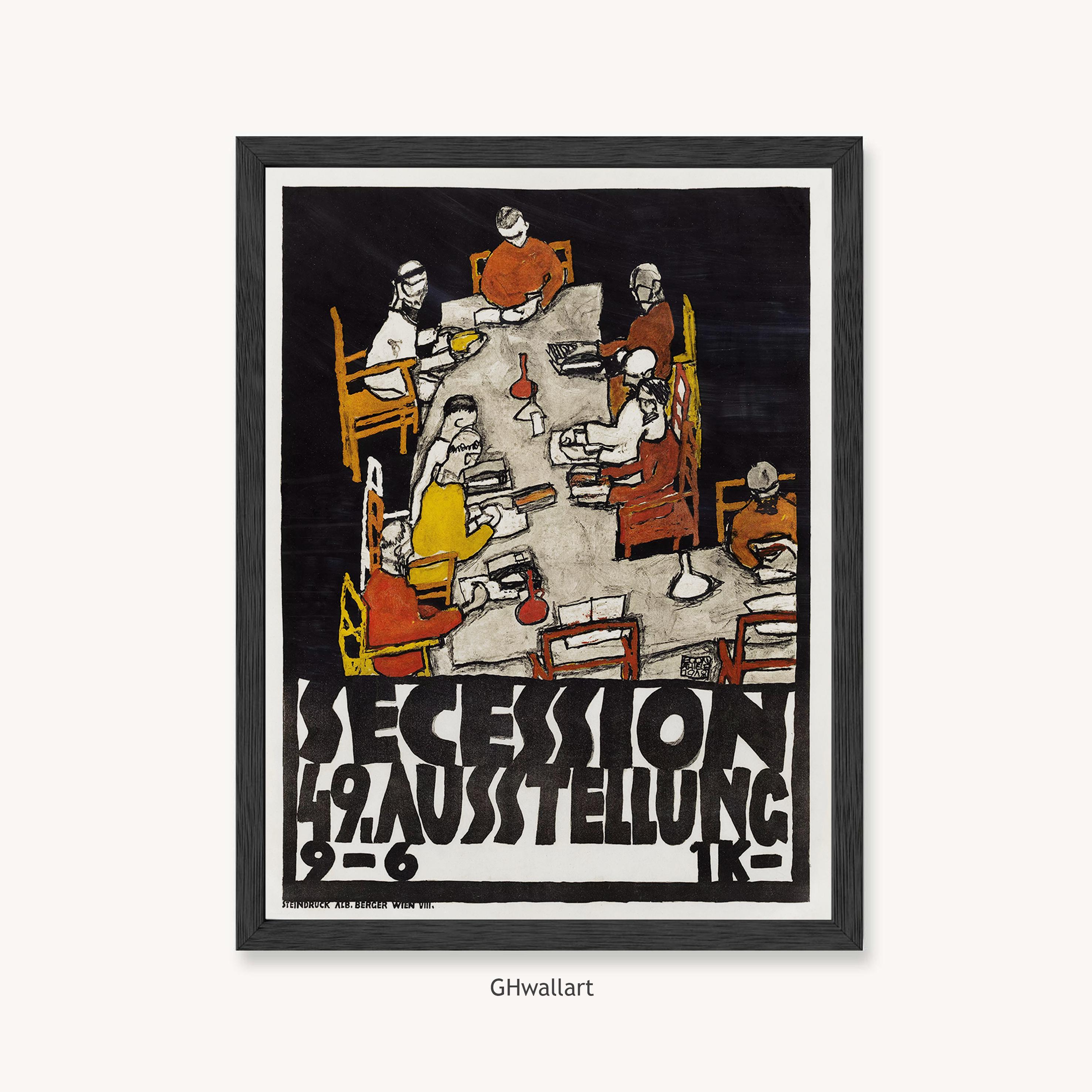 Framed Egon Schiele Secession Exhibition Poster, 49th Vienna