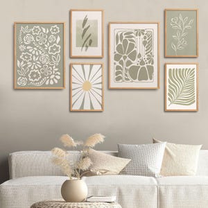 FRAMED   Flower Gallery Wall / Mid Century Modern Wall Art/ Soft Color  Wall Art/ Framed Gallery Wall Set /Wall Art Set Framed