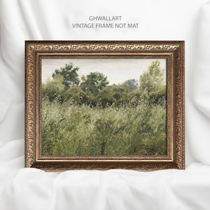 Vintage Meadow Landscape Art Print, Gold Ornate Frame