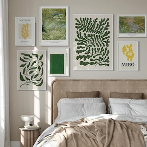 FRAMED  Green Tones Gallery Wall / Miro Matisse  Modern Wall Art/ Minimalist Wall Art Set / Framed Gallery Wall Set / Poster Set