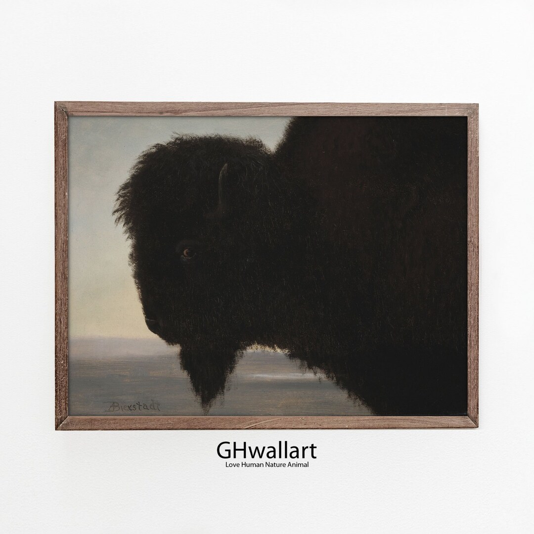 Rustic Bison Print, Vintage Oil Artwork, Bison Wall Decor, PRINTABLE ...