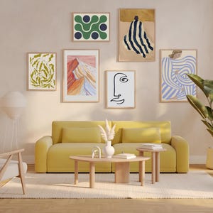 Minimalist Framed Wall Art Set of 6: Multicolor Gallery Wall Decor