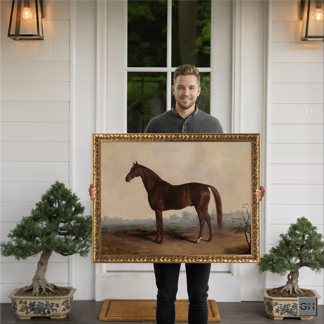 Vintage Horse Oil Painting, Antique Equestrian Art in Gold Frame - Etsy