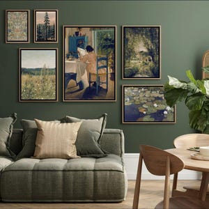 FRAMED  Vintage Nature  Gallery Wall / Mid Century Modern Wall Art/ Landscape  Wall Art/ Framed Gallery Wall Set / Modern Gallery Poster Set