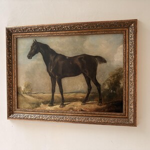 Vintage Horse Portrait Painting, Antique Framed Art, Classic Equestrian Wall Decor image 4