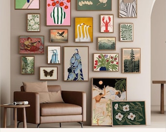 Framed Gallery Wall Art Set: Vintage Botanical Animal Prints, Set of 19