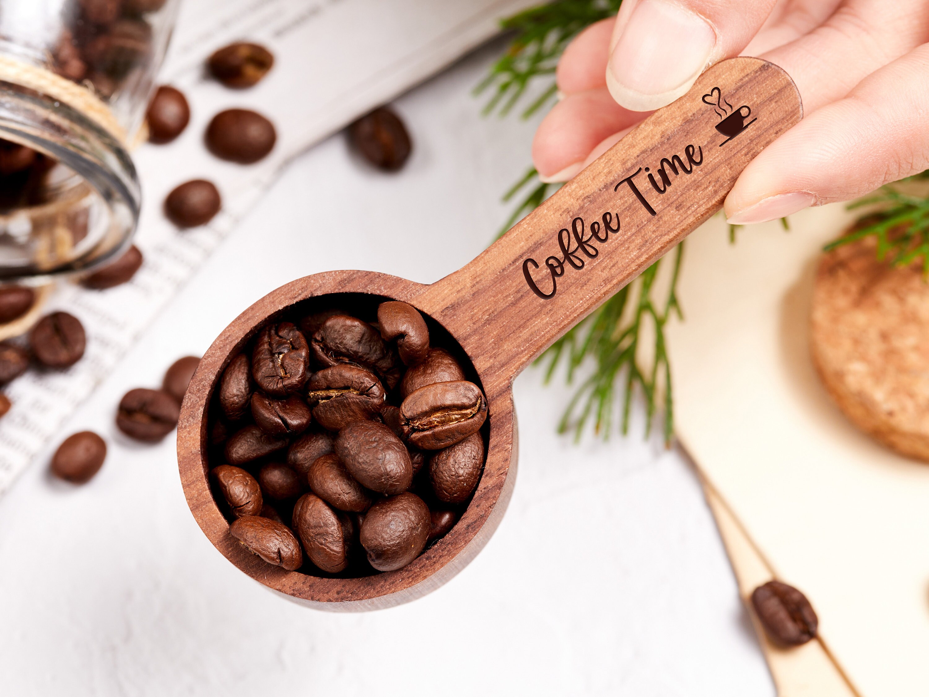 Personalized Coffee Bean Scoop 1 Tablespoon Measuring Spoon Etsy