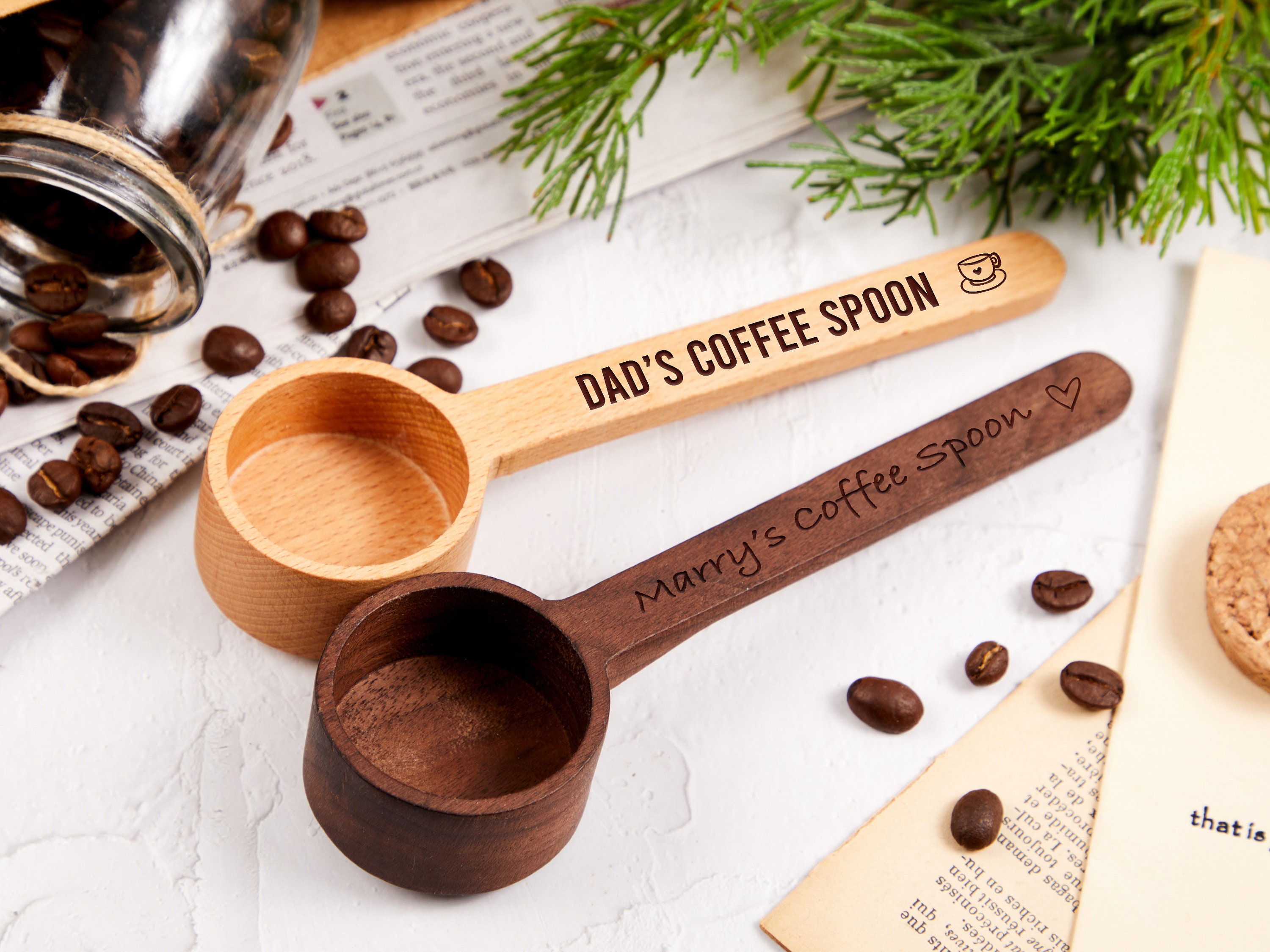 Personalized Coffee Bean Scoop 1 Tablespoon Measuring Spoon Etsy