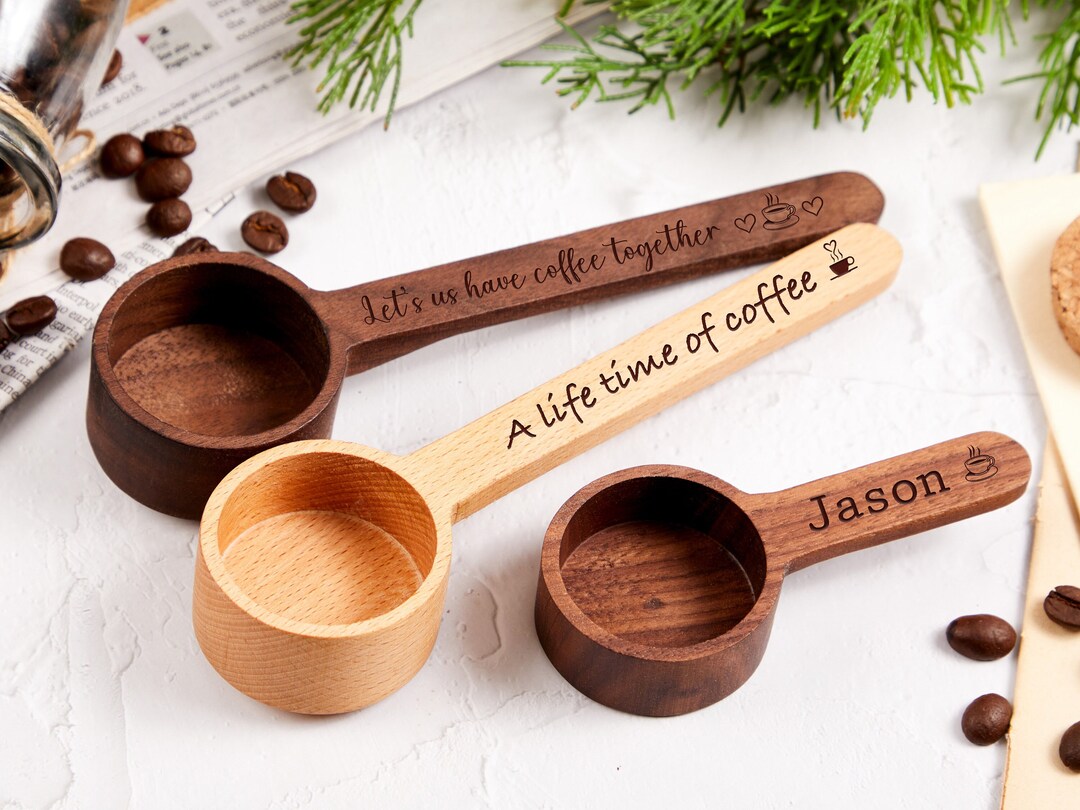 Personalized Coffee Bean Scoop 1 Tablespoon Measuring Spoon Etsy