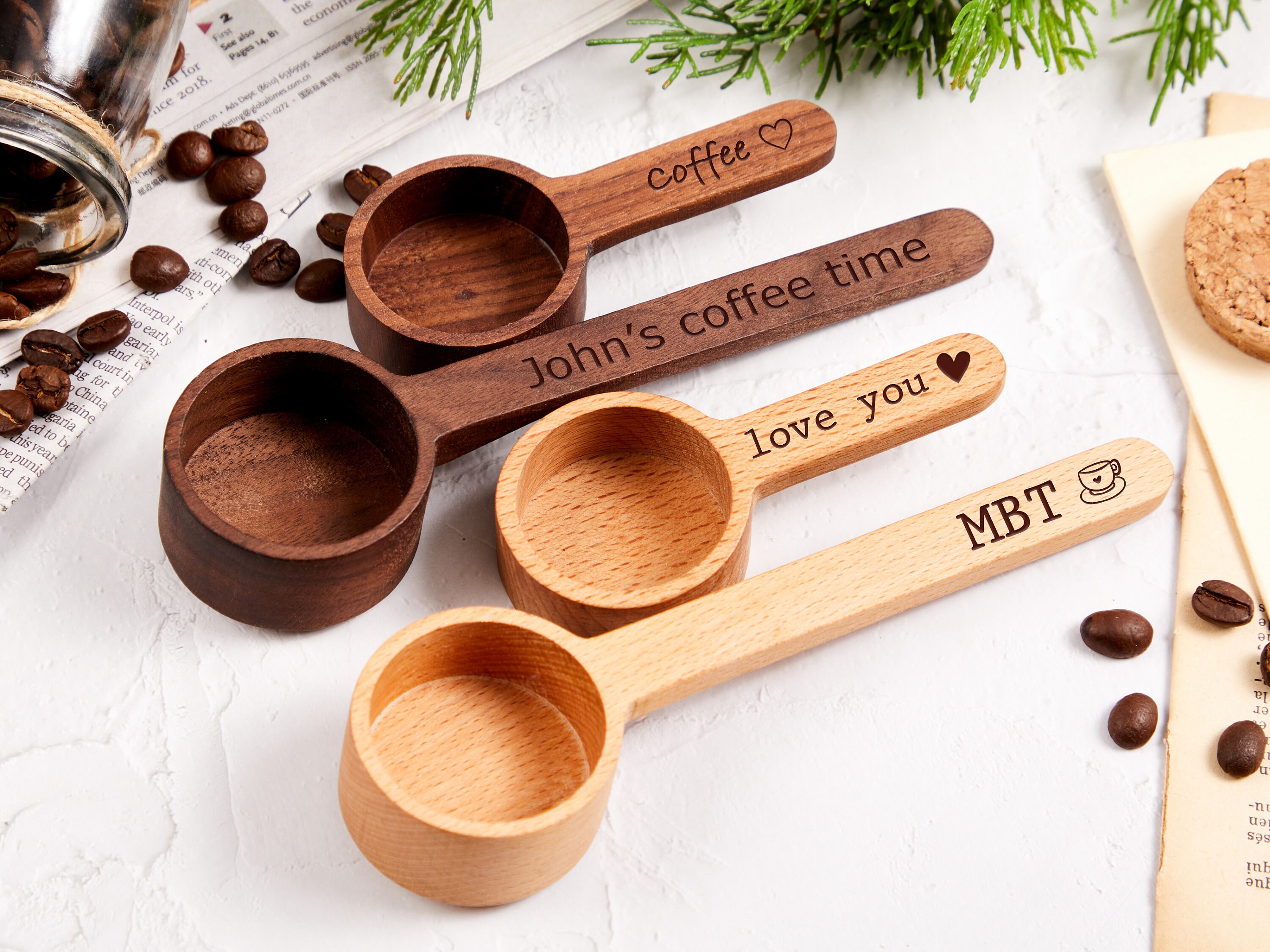 Personalized Coffee Bean Scoop 1 Tablespoon Measuring Spoon Etsy