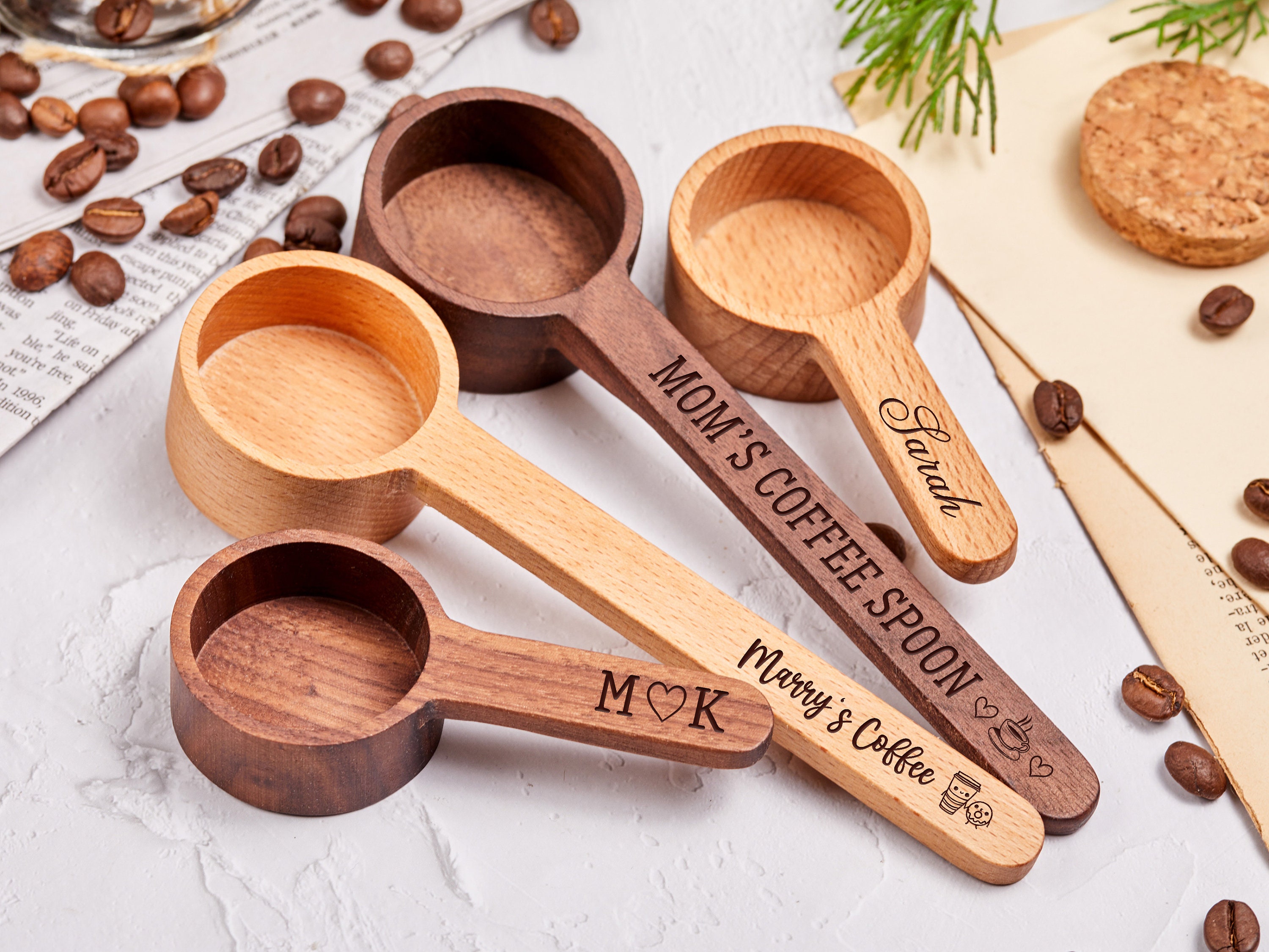 Personalized Coffee Bean Scoop 1 Tablespoon Measuring Spoon Etsy