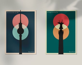 Digital Download: Berlin Collection poster art Fernsehturm (TV Tower) and Siegessäule (Victory Column)