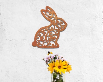 Exterior Medium Rustic Metal Hare Peter Rabbit Garden Stake Yard Art ...