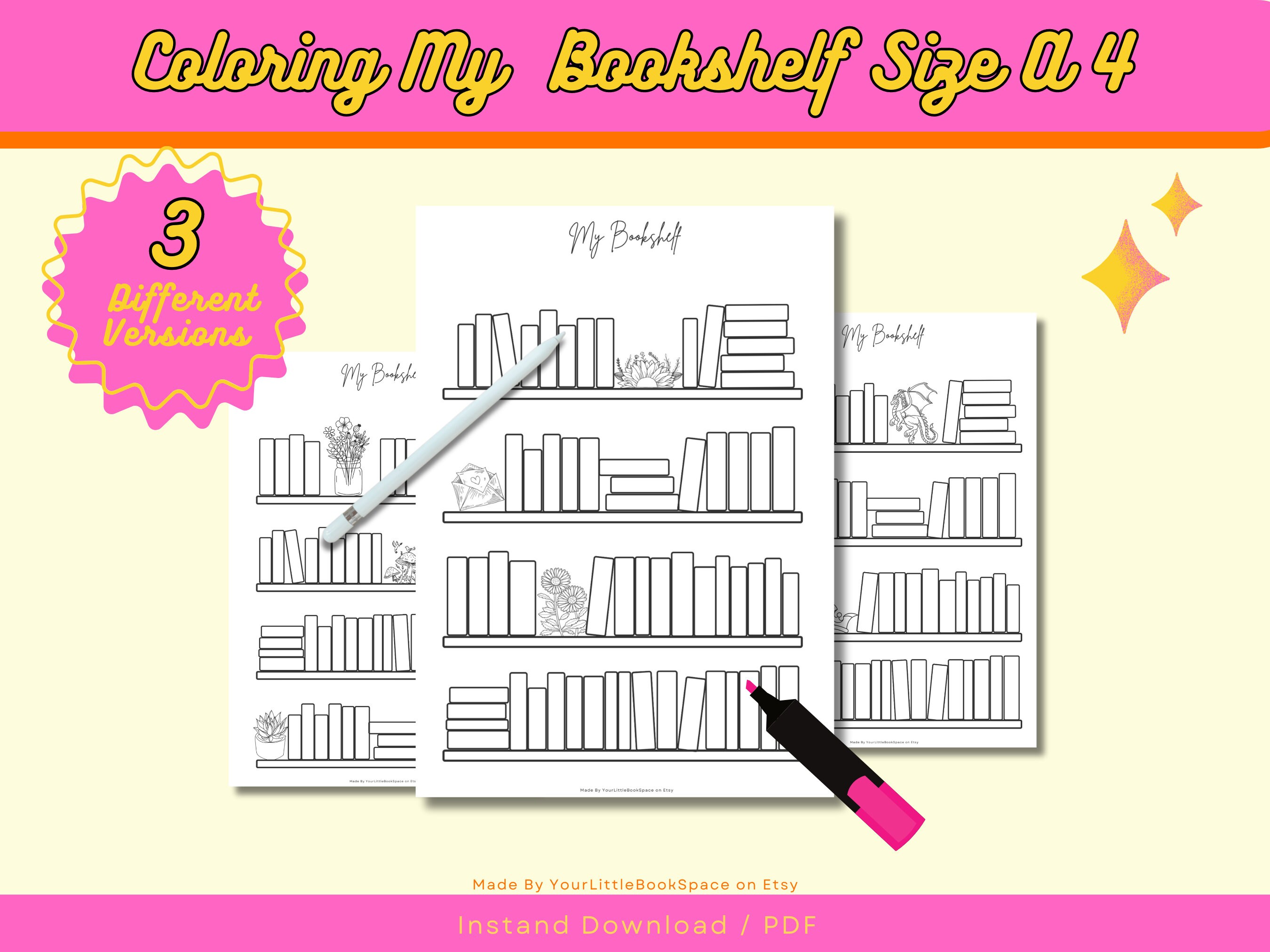Digital / Printable Bookshelf, Size A4, Reading Tracker Bokshelf ...