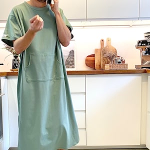 Mens nightshirt, turquoise organic cotton, pyjamas, mens sleepwear,  surfer style loungewear, gift for husband or boyfriend