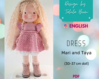 Doll Dress (Crochet Pattern PDF): Doll Wardrobe, Clothes for Mari and Taya