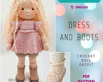 crochet bed doll dress patterns Large Vintage Bed Doll Blue Turquoise & White Hand Crochet Dress 12