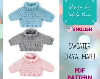 Pull de poupée (PDF au crochet) : garde-robe de poupée, vêtements pour Mari et Taya