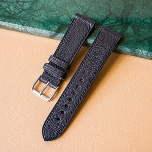 Black Sully Chevre Leather Handmade Watch Strap 24mm 22mm 21mm 20mm 19mm 18mm 16mm