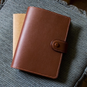 Brown Chevre A6 Leather Bullet Journal Planner Cover for Refillable Travelers Notebook Moleskine Leuchtturm Pocket Hobonichi Techo