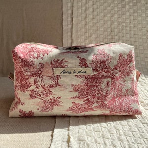 Trousse de toilette en toile de Jouy Maxi format Grande contenance 2 tailles 4 coloris image 9