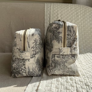 Trousse de toilette en toile de Jouy Maxi format Grande contenance 2 tailles 4 coloris image 7