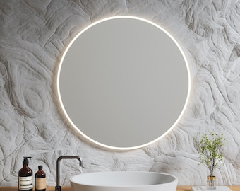 Espejo de luz redondo Full Lux / Espejo de baño único / Espejo de luz redondo Full Lux / Impresionante diseño interior / Espejo redondo de alta calidad