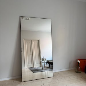 Oversized Luxury Full-Length Mirror, Floor Mirror, Large Black Frame Mirror, Thin Frame Rectangular Mirror, Wall-Mounted or Leaning Mirror