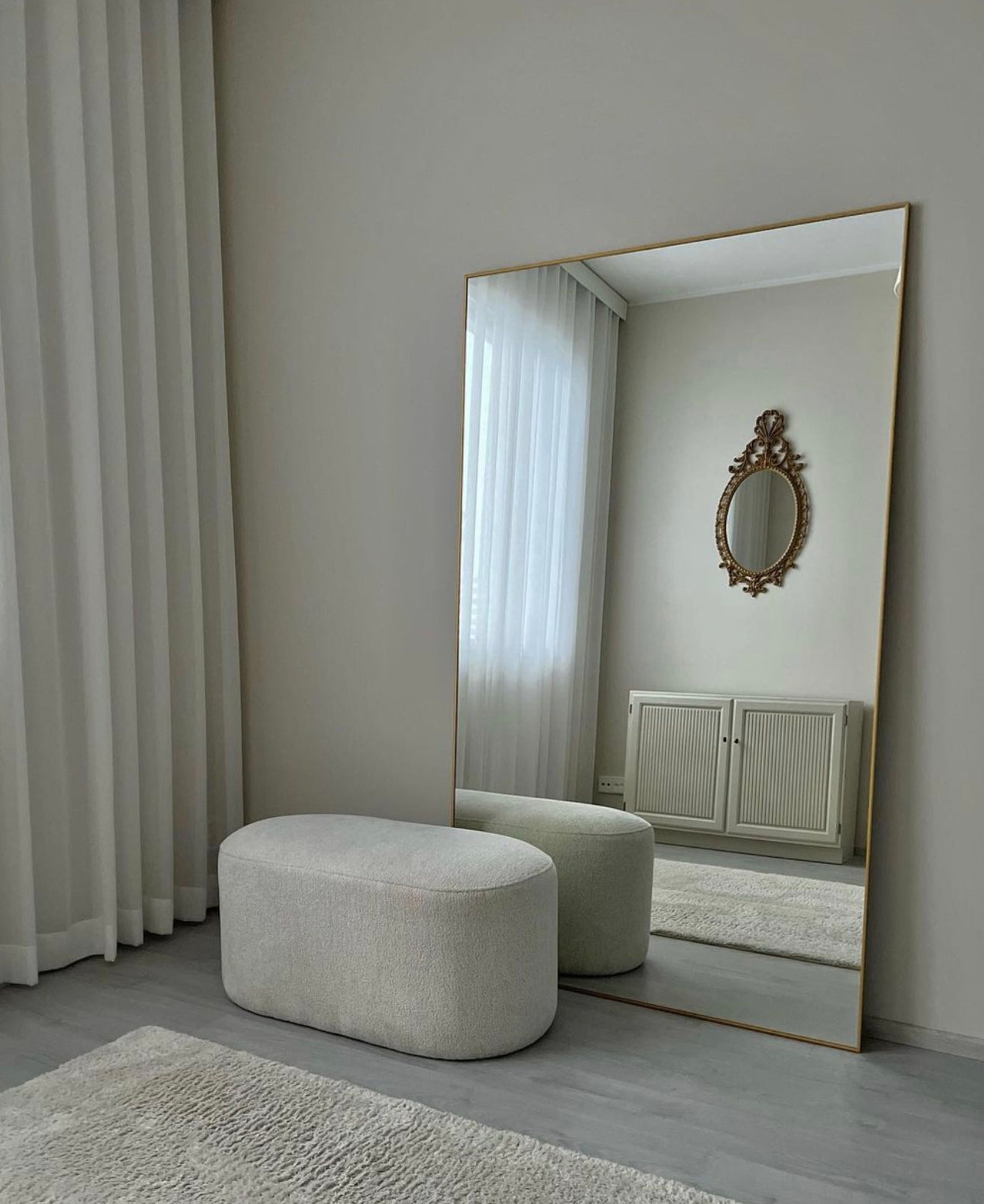 Oversized Luxury Fulllength Mirror, Floor Mirror, Large Black Frame