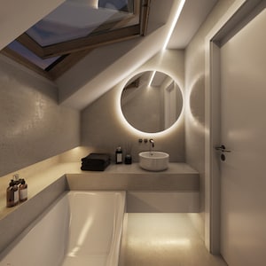 Miroir de salle de bain LED rond : miroir rétro-éclairé moderne sans cadre