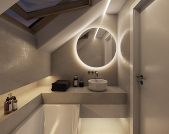 Miroir de salle de bain LED rond : miroir rétro-éclairé moderne sans cadre