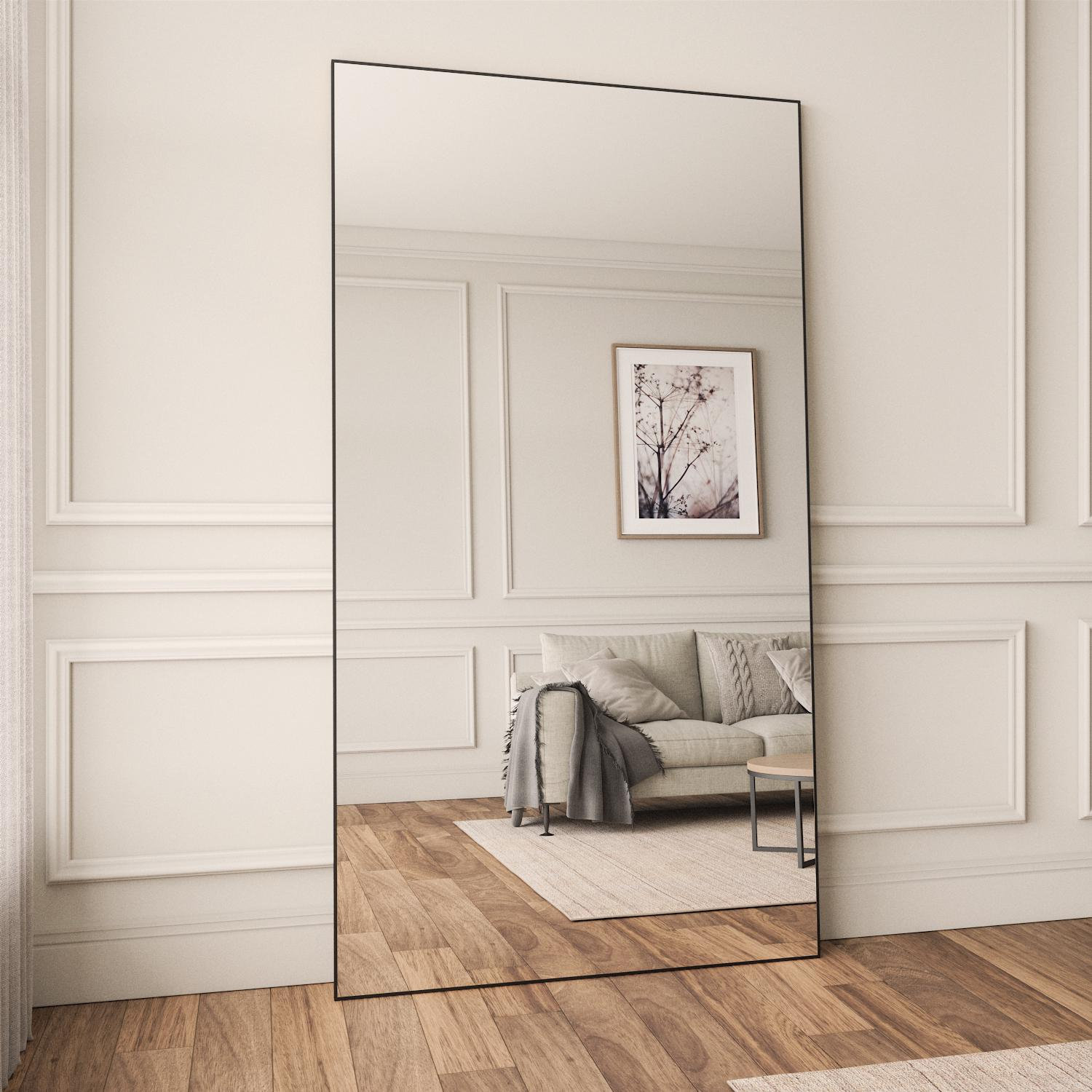 Oversized Full Length Mirror: Black Aluminum Frame, Scandinavian Design