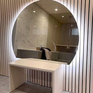 Semicircle Bathroom Mirror with LED, Round Led Light Mirror, Large Led Half Circle Mirror, Led Lighted Bathroom Décor, Radius Mirror image 6