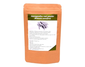 ARK PURE HERB Ginseng indio - Polvo de raíz de Ashwagandha - Withania somnifera Hecho a mano Natural Orgánico