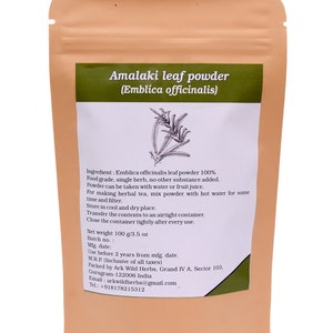 ARK PURE HERB Indian gooseberry-Amla-Phyllanthus emblica-Emblica officinalis leaf powder Indian Handmade Natural Inactive