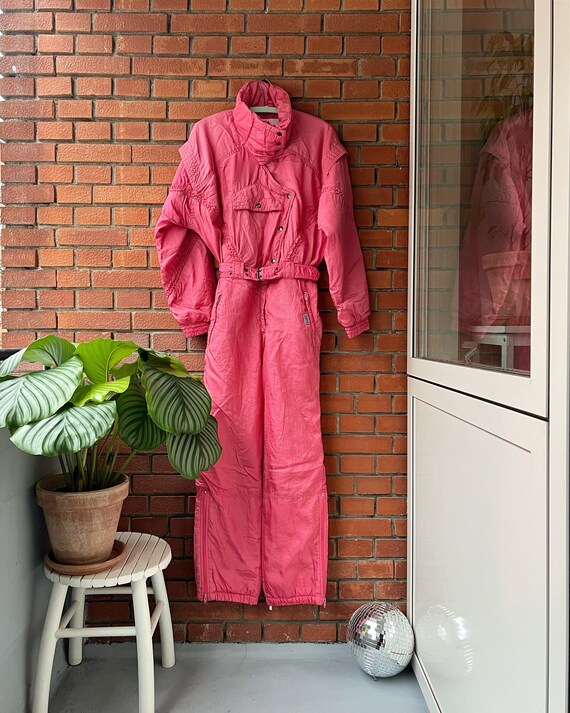 Vintage 80's 90's ski suit, pink winter overall, … - image 2
