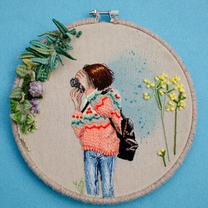 Retrato personalizado bordado hecho a mano , Regalo de boda hecho a mano, foto personalizada bordada a mano, IsaArtibis bastidor