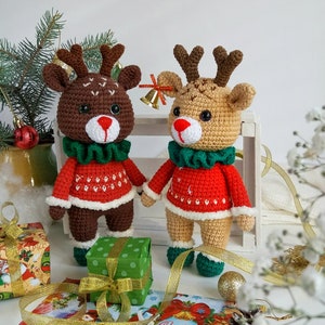 Christmas crochet PATTERN deer, reindeer crochet pattern, crochet pattern Christmas ornaments, Christmas toy amigurumi, PDF in English
