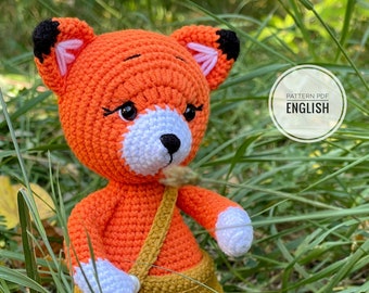 Patrón crochet amigurumi zorro, patrón animales crochet, animales del bosque crochet, PDF en inglés